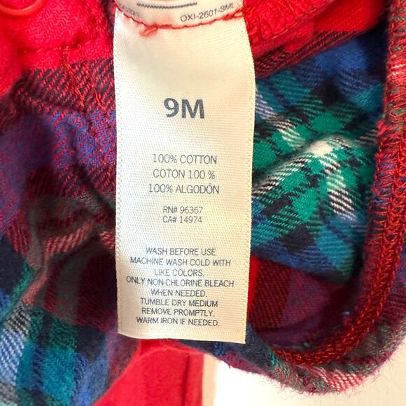 OshKosh B'Gosh Cat & Jack Plaid Flannel Pants Set In Red Blue 9 Months - Picture 6 of 10